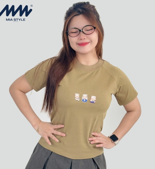 Áo Baby Tee MIA Style Chính Hãng Màu Nâu, Vải Cotton 2 Chiều Dày Dặn Cao Cấp In 3D